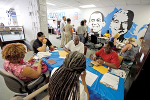 The Obama Campaign puts in long hours at the headquarters in Richmond, Virginia. The effort put in by the workers was elaborate. The secret service came into the office weeks ahead of time to prepare for Election night. 