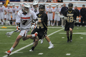 Syracuse attack Derek Maltz looks to create space on the offensive end. The junior scored his second goal of the season against Army.