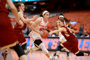 Brianna Butler drives the lane against Boston College. She finished with 22 points in the narrow 62-61 victory.