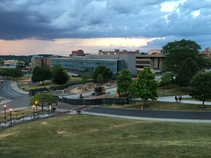 Work to flatten the grade along University Place for the promenade is currently ongoing.