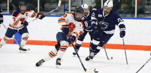 Junior forward Alysha Burriss and the Orange dominated Penn State, 5-1, in the seasons penultimate game.