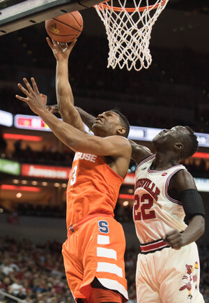 Louisville’s matchup zone defense flustered White and forced him into contested shots.