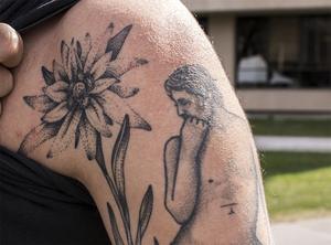 The edelweiss flower on Aidan Meyers' arm is a nod to fond childhood memories he had of his his father who died last spring.