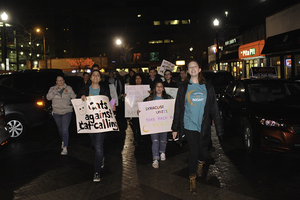 Students rally together to stand up against interpersonal violence.