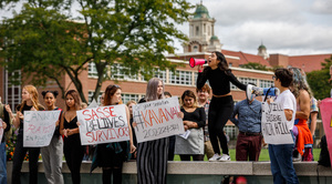 Protesters chanted and recalled experiences with sexual assault while protesting Judge Brett Kavanaugh’s Supreme Court nomination on Thursday. 