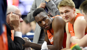 Despite finishing with four fouls, Bourama Sidibe scored 12 points and chipped in five rebounds against Notre Dame.