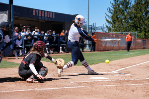 Neli Casares-Maher (pictured hitting last season against Virginia Tech), struck out in a key spot in the fourth inning. 