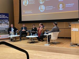 The winners of the 2022 Toner Prize talked to students at Newhouse on Tuesday evening.