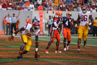 USC Trojans wide receiver Marqise Lee #9 celebrates after scoring in the first half.