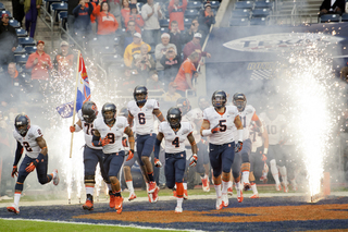 The Orange takes the field prior to kickoff.