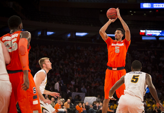 McCullough rises up for a jumper. The freshman went 7-of-12 from the field on the day.