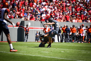 NC State kicker Carson Wise nailed a 26-yarder and 48-yarder in the first quarter before missing one from 31 three seconds before halftime. 