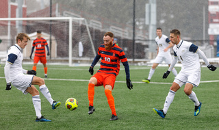 Hugo Delhommelle leads the ball into his foot. He shot the ball five times Sunday.