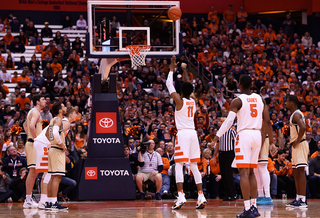 Brissett shoots from the free throw line.