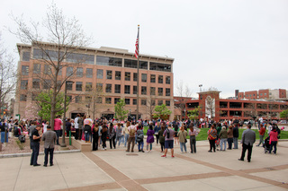 Hundreds of people gathered in Clinton Square Tuesday evening at a protest organized by Women’s March Syracuse. 